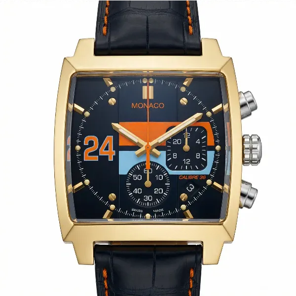 Monaco Chronograph Gold and Dark Blue Dial